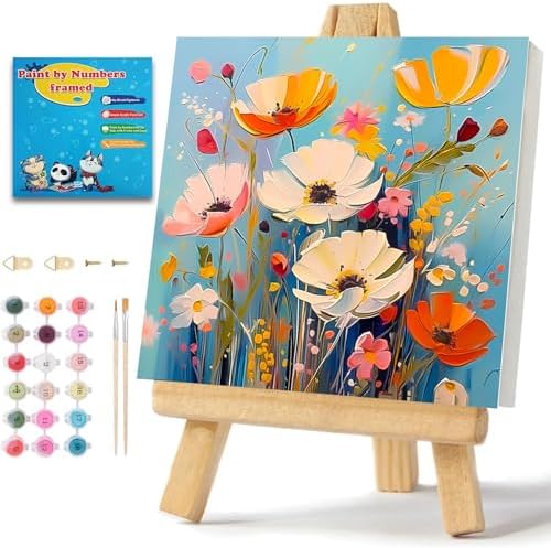 ICYANART Paint by Numbers for Adults Framed, Flowers Number Painting 8x8In by Unknown