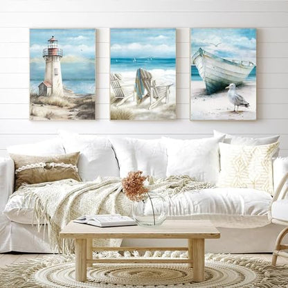 cupmod 6 Packs Beach Paint by Numbers Kit for Adults,Sea Side DIY Acrylic Oil Painting Numbers Kits on Canvas,Watercolor Adults Paint by Numbers Kits for Home Decor 9.8x13.8inch - Image 3