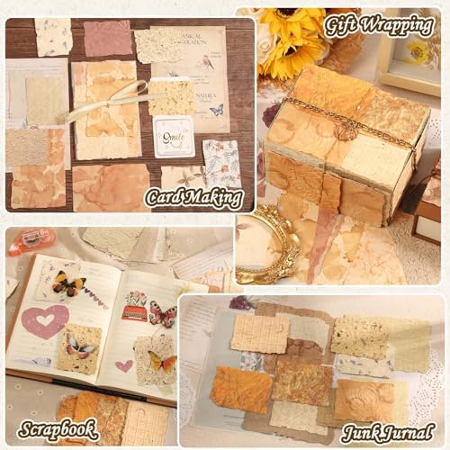 226 Sheets Vintage Scrapbook Paper Kit with Photo Tapes, Textured Scrapbooking Supplies Craft Paper for Junk Journal Supplies Planner Mixed Collage Materials Embellishments - Image 7