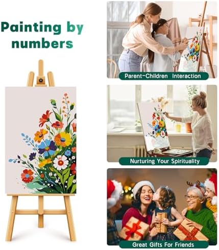 Possoco Framed Paint by Numbers Kit for Adults Beginner & Kids, Flowers Easy Adult Paint by Number Kits on Canvas, DIY Colorful Acrylic Number Painting for Adults for Home Decor Gift 8x12 Inch - Image 6