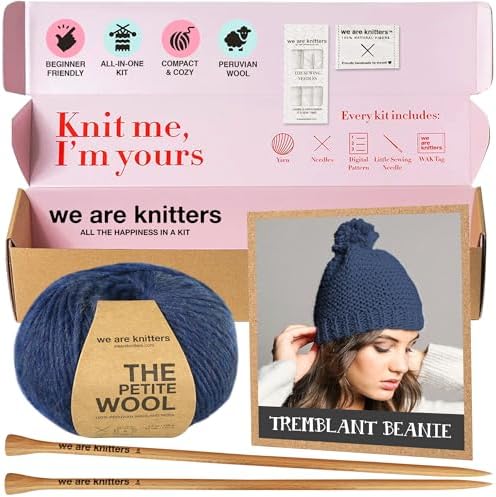We Are Knitters Tremblant Beanie Kit | Beginner Knitting Gift Kit | Easy Flat Knit Winter Hat | Cozy DIY Handmade Beanie Set by WEAREKNITTERS