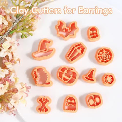 Puocaon Halloween Polymer Clay Cutters - 12 Pcs Witch Wizard Bat Ghost Pumpkin Halloween Clay Cutters for Earrings Jewelry Making - Image 5