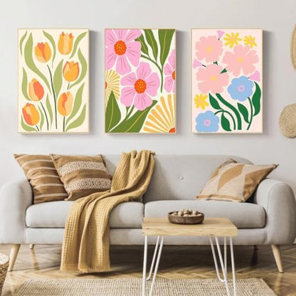Mandun 3 Pack Paint by Numbers Kit for Adults with Frame, Easy Flower Paint by Numbers, Adult Gift Craft Kits 7.8x11.8 Inch with Frame and Easel - Image 3