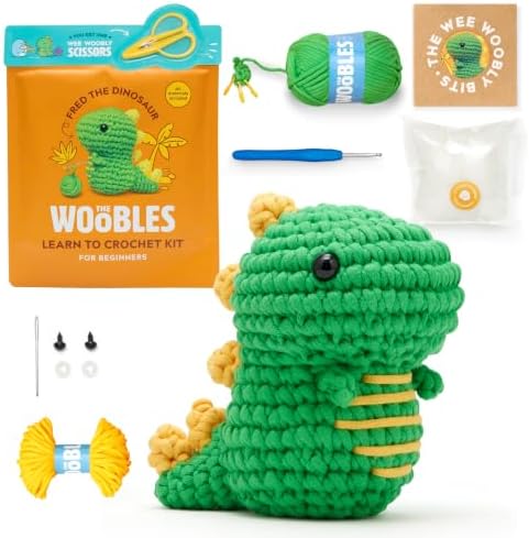 The Woobles Beginner Crochet Kit with Scissor - Fred the Dinosaur by TheWoobles