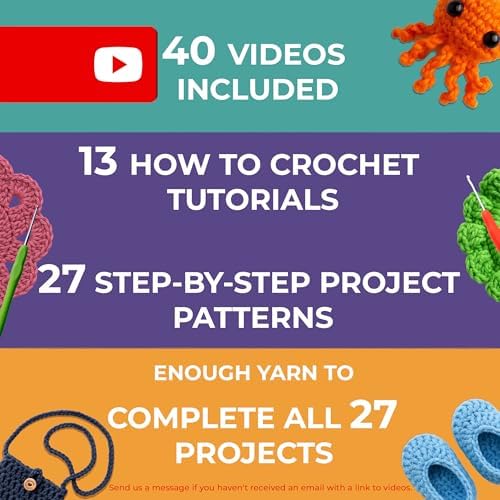 Crochet Kit for Beginners Adults and Kids - Beginner Crochet Kit for Adults with 40 Step-by-Step Video Tutorials, Amigurumi and Crocheting Kit, Starter Set 16 Yarn Colors and Crochet Bag (158 pcs Kit) - Image 2
