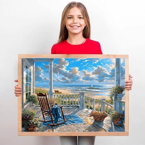 NEGEKFKX 2 Pack Beach Paint by Numbers Kit for Adults Beginner,Easy Adult Paint by Number Kits on Canvas DIY Painting for Beginners Art by Numbers for Home Wall Decor 16x12 Inch - Image 4