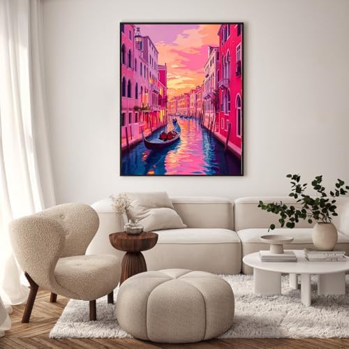GEEHEIY Paint by Numbers Kit for Adults, Venice Canal Sunset, 16 x 20 Inch - Image 2