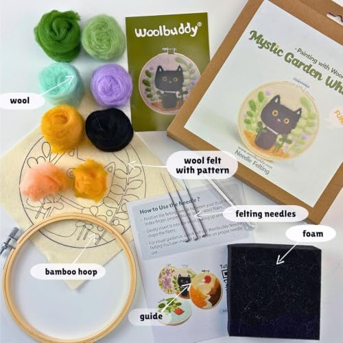 Woolbuddy Wool Painting Felting Hoop Kit (Mystic Garden) for Beginner Adult - Image 3