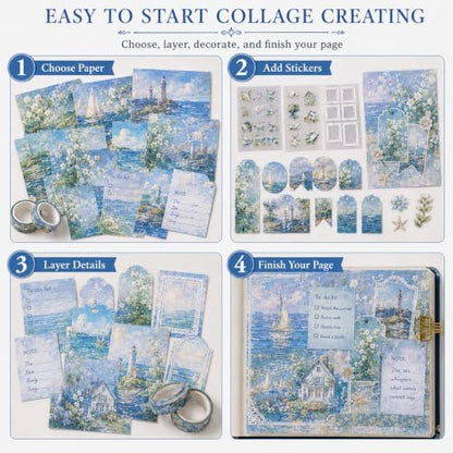 Diuhofart Sea Sketchbook Scrapbooking Kit, 128 Pcs Journal Set - Image 4