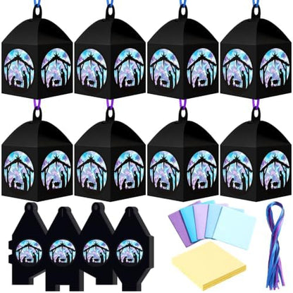 Maitys 16 Sets Christmas Nativity Paper Lantern Suncatcher Craft Kits by Maitys