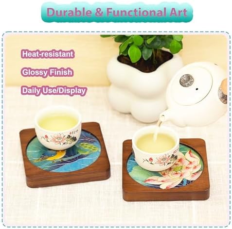 Cloisonne Kit, DIY Coasters Craft Kits, Filigree Enamel Art, Lotus - Image 2