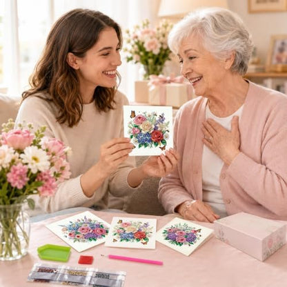 6 Pack Flower DIY Diamond Art Greeting Card Kit with Envelopes - Image 3