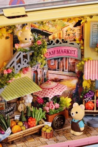 MAGQOO Miniature Dollhouse Kit Box Theater Kit Miniature Room Kit 3D DIY Wooden Doll House Kit with Furniture 1:100(Lucky Market) - Image 4