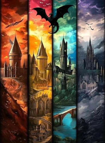 Castle Paint by Numbers Kit for Adults Framed Canvas 12X16in, Frameworkless by FairylandJinWenn