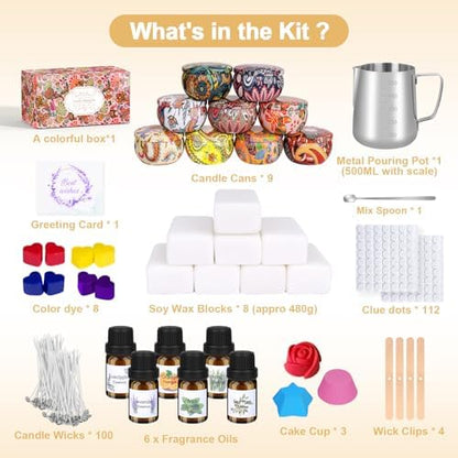 Trulloyoo Candle Making Kit for Adult, DIY Candle Making Supplies Include Soy Wax, Wicks, Candle Tins, Essential Oils, Dyes, DIY Arts & Crafts Gift, Beginners, Adults - Image 3