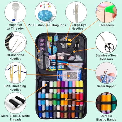 Vellostar Large Sewing Kit for Adults, 150-Piece Set, 36 Colors, 30 Needles - Image 2