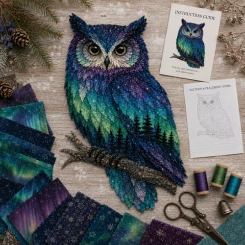 Northern Lights Wildlife DIY Patchwork Kit, Creative Fabric Craft Sewing Kit for Adults, Handmade Home Decor Project by Unknown