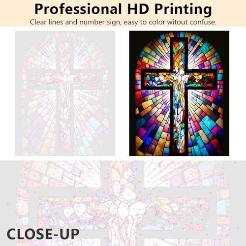 TUMOVO DIY Framed Paint by Numbers for Adults Beginner Jesus Cross Paint by Number Kits on Canvas Christian Acrylic Oil Hand Painting with Brushes Art Crafts for Home 16"x20" - Image 7