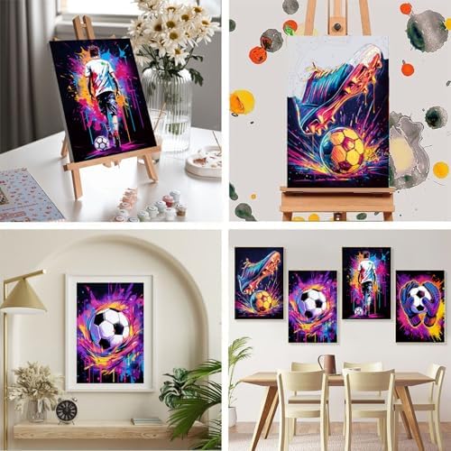 4 Pack Football Paint by Numbers for Adults with Framed Canvas 8x12 inch - Image 5