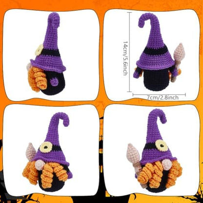 ACRNIGHEET 3Pcs Gnome Crochet Kit for Adults Beginners, Halloween Decorations Crochet Kit Complete Knitting Kits for Beginners with Step-by-Step Instruction DIY Craft Gift - Image 3