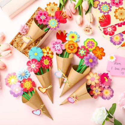 Motipuns 24 Set Graduation Flower Bouquet Craft Kit DIY Flower Paper Crafts Colorful Make Your Own Teachers Gifts for 2026 End of Year Last Day of School Gifts Handmade Project Home Activities - Image 2