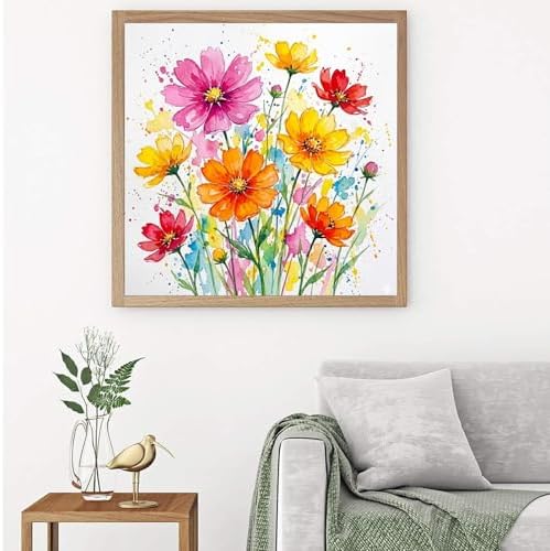 MaiMMaledy Paint by Numbers Kit for Adults Beginners with Framed Canvas Pictures Drawing Painting Acrylic Pigment with Wooden Triangle Easel 10Lx10W inch Watercolor Gesang Flower - Image 5