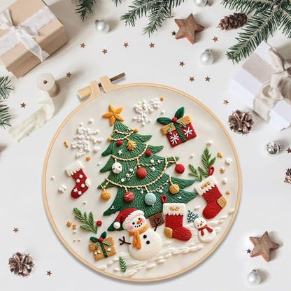 RUIQLXHANG Christmas Embroidery Kit, Gnomes Embroidery Kits for Beginners with Pattern, Cotton Threads, Needles, Instruction, 20cm Hoop, Gift for Mom, Grandma (Christmas Tree) - Image 5