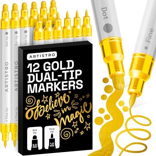 ARTISTRO Gold Dual-Tip Acrylic Paint Marker Pens - Set of 12 by ARTISTRO