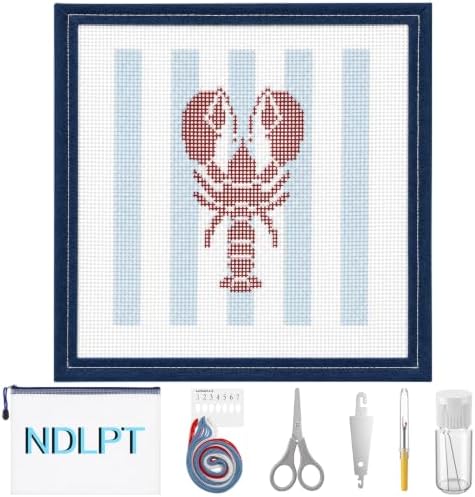 Sabary 14 Mesh Needlepoint Kit Hand Painted Canvas 7.8", Red Lobster by Sabary