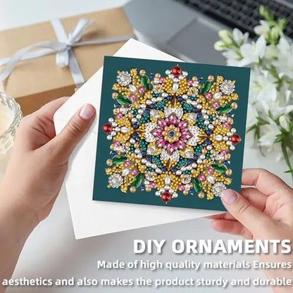 12 Pack Flower Diamond Painting Greeting Kits Mandala DIY 5D Diamond Art with Envelopes & Rhinestones, Creative Christmas Birthday Gifts for Adults, Family, Friends - Image 3