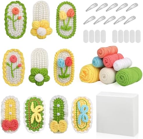 KyeeaDIY Crochet Kit for Beginners, Crochet Starter Kits, Hair Clip Knitting Crocheting Kits with Step-by-Step Video Tutorials, Complete Crochet Kit for Adults Decoration (Hairpin) by KyeeaDIY