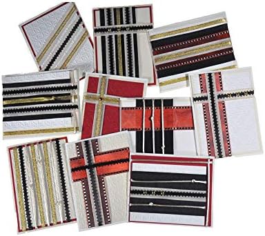DIY Greeting Card Kit Ribbon Cards Handmade DIY Card Kits Card Making Kit, Thank You & Birthday Cards Card Kit for 10 Project Card (Red Metallic Weave) by Spoolen