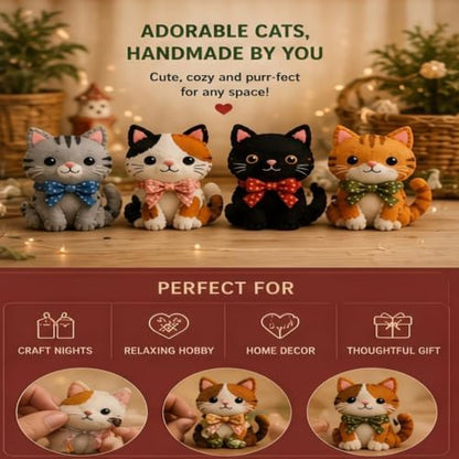 Sewing Kit for Beginners, DIY Felt Sewing Craft Kit with Pre-Cut Fabric & Instructions, Handmade Plush Animal Craft Set for Adults & Teens (Bird) (cat) - Image 6