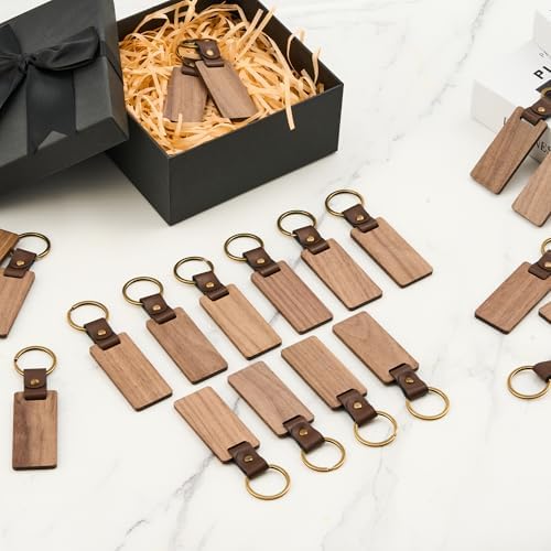 OMTech Wooden Keychain Blanks, Wood Key Chain Bulk, Unfinished Wooden Key Rings Key Tags for Laser Engraving DIY Craft Gift - Image 7