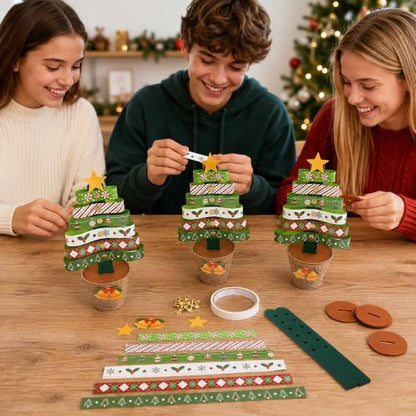 30 Sets Christmas Tree Pot Craft Kit, Standing Paper Xmas Tree DIY Bulk - Image 5