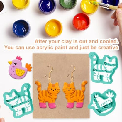 beinkmake 13Pcs Fairy Animal Polymer Clay Cutters Set Cat Fox Clay Earrings Cutters for Adults Polymer Jewelry Cutter with Earrings Accessories DIY Craft Supplies - Image 5