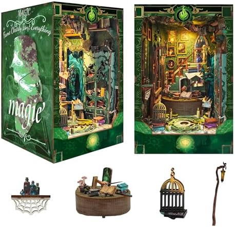 DIY Book Nook Kit 3D Wooden Puzzle DIY Miniature House Kit Magic Dollhouse Tiny House Bookshelf Dollhouse for Adults with LED Light- Snake House (SQ-41) by STRUCWOOD