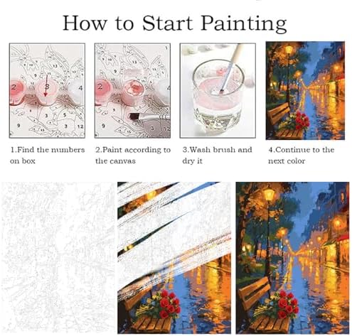 ZRIZQ Paint by Numbers Kit for Adults Beginner,Rose City Street,16x20 - Image 5