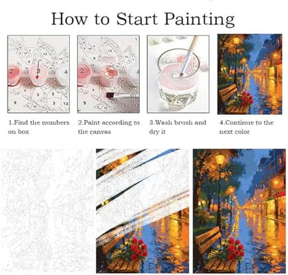 ZRIZQ Paint by Numbers Kit for Adults Beginner,Rose City Street,16x20 - Image 5