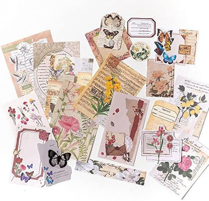 Alideco 260pcs Vintage Scrapbook Stickers Scrapbooking Paper Washi Junk Journaling Supplies Collage Album Aesthetic Cottagecore Picture Frames(Flowers Butterfly) - Image 3