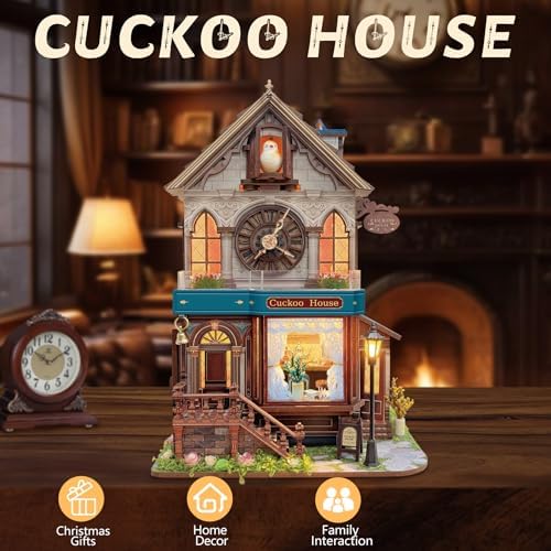 SUNNINO Miniature Dollhouse Kit, Cuckoo House 3D Wooden Puzzles for Adults - Image 5