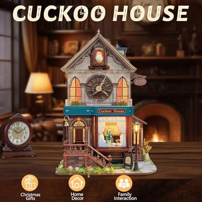 SUNNINO Miniature Dollhouse Kit, Cuckoo House 3D Wooden Puzzles for Adults - Image 5