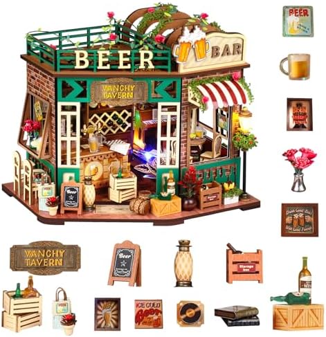 Book Nook, Beer Shop DIY Miniature House Kit for Craft Lovers by CASRRA