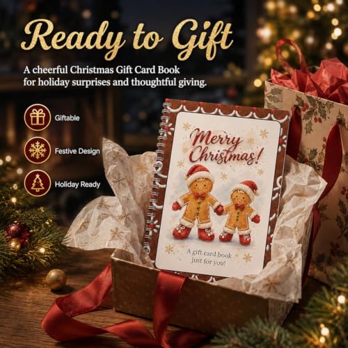 Christmas Gift Card Book, 5x7 Holiday Gift Booklet, DIY Spiral-Bound Merry Christmas College Survival Kit, 10-Page Surprise Greeting Card Book for Cards Cash, Students Graduation Gift - Image 4