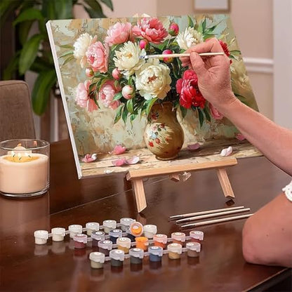 MaiMMaledy Paint by Numbers Kit for Adults Beginners 8Wx12L inch Canvas Pictures with Framed Drawing Painting Works with Wooden Triangle Easel Acrylic Pigment Vase-B - Image 2