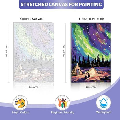 Framed Paint by Numbers Kit for Adults Beginner & Kids Ages 8-12, Aurora Landscape Adult Paint by Number Kits on Canvas with Frame, DIY Number Painting for Adults for Home Wall Decor Gift 8 x 12 Inch - Image 4