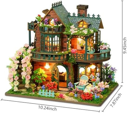 Plustopoy DIY Miniature House Kit - DIY Mini House Building Kit - Wooden Dollhouse Miniature Kit -Tiny Garden House Diorama Building Kits with Light - 3D Puzzle Adult Craft Unique Gift - Image 4