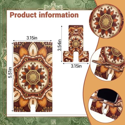 Kenning 12 Pcs Mandala Crafts Color Your Own Phone Holder DIY Mandala Cell Phone Stands Paint Your Own Unfinished Wooden Cellphone Holder to Paint with 24 Color Pens for Adults Handmade Project Gifts - Image 3