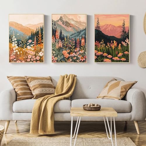 Mandun Landscape Paint by Numbers Kit for Adults, 3 Pack, 7.8x11.8 inch - Image 3