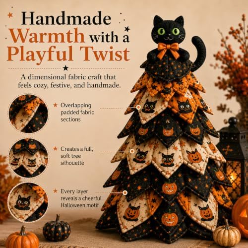 DIY Halloween Quilted Fabric Tree Kit, Spiderweb Gothic Tree Art Kit - Image 5